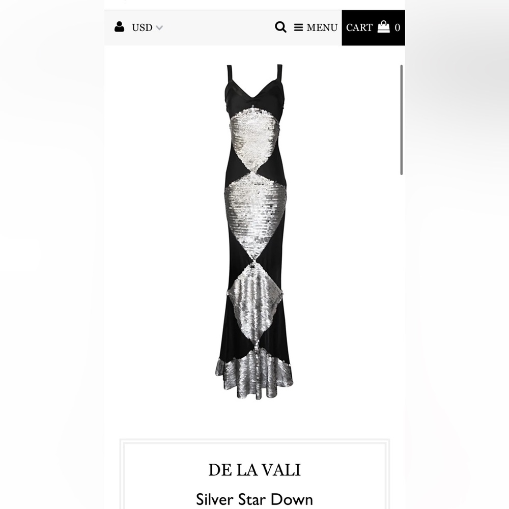 De La Vali Silver Star Down dress